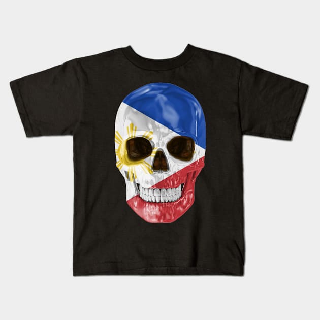 Philippines Flag Skull - Gift for Filipino With Roots From Philippines Kids T-Shirt by Country Flags